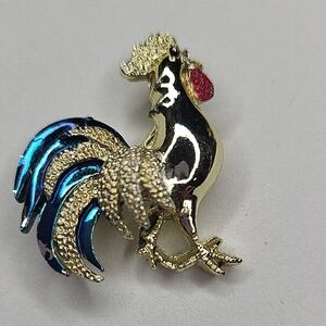 Gerry Weber Gold and Blue Rooster Brooch